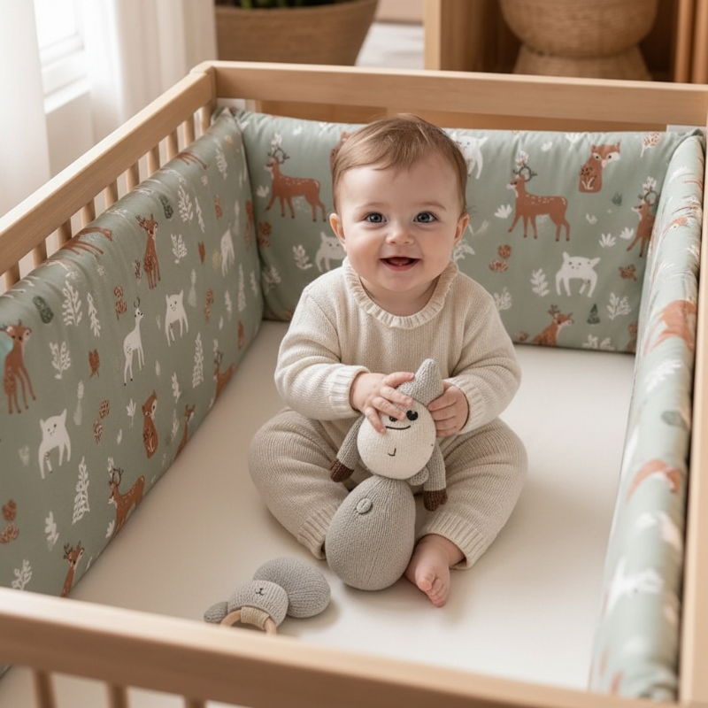 Tour de lit complet - bébé assis chevreuil