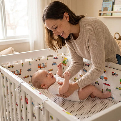 Tour de lit complet maman et bebe qui ris 