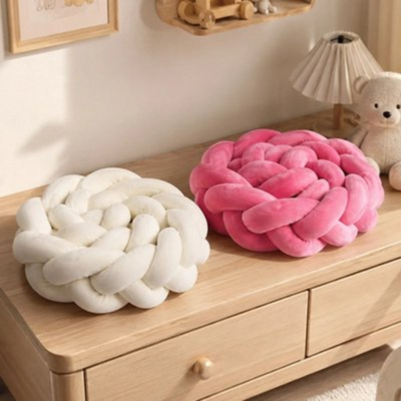 Tour de lit tressé rose et blanc