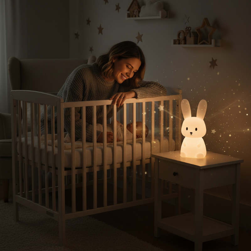 Veilleuse LED Rechargeable Veilleuse lapin maman veille bébé