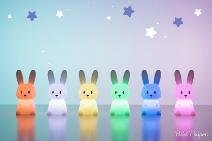 Veilleuse lapin bébé Veilleuse lapin 7 couleurs alignées