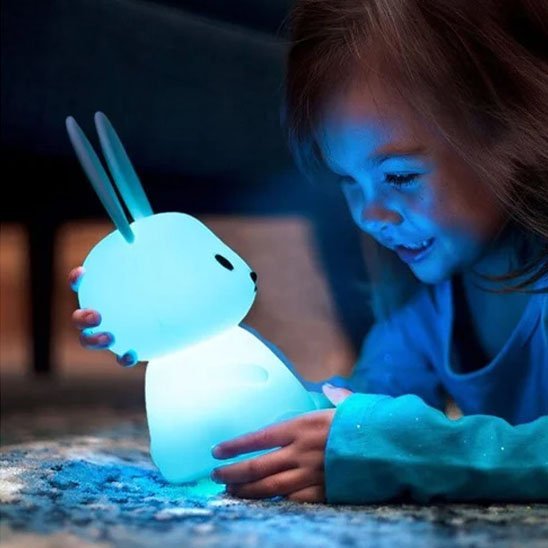 Veilleuse lapin bébé sommeil bleue