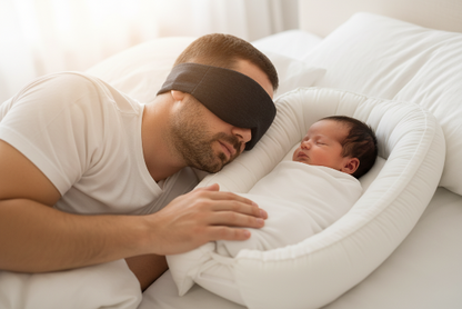 nid bebe et papa Angle intime papa se reposant près de bébé dans son nid