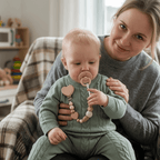 Attache tétine bébé tricot vert
