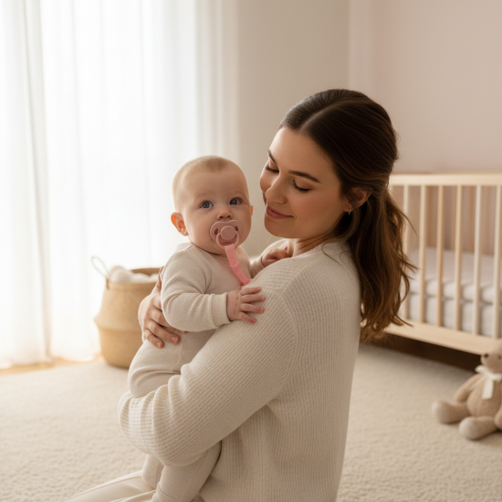 attache tetine clip une Attache tétine Rose - maman et bébé