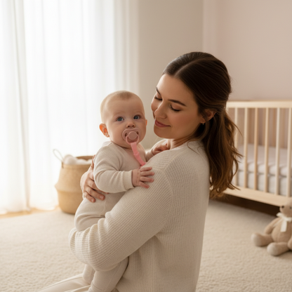 attache tetine clip une Attache tétine Rose - maman et bébé
