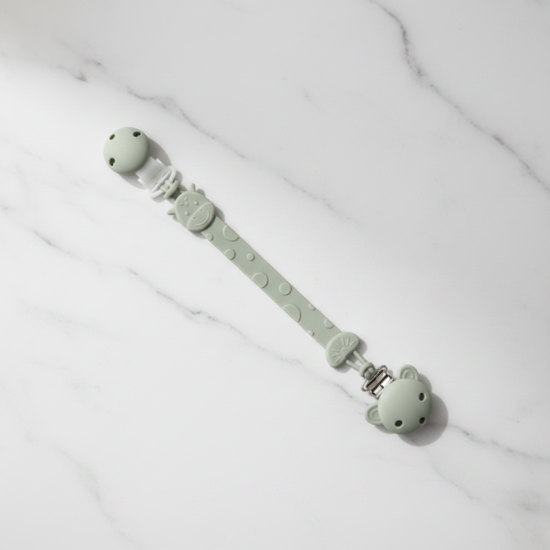 Attache-tétine silicone vert sauge