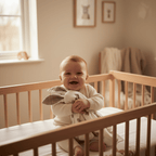 doudou lapin bebe et Bébé assis souriant doudou lapin