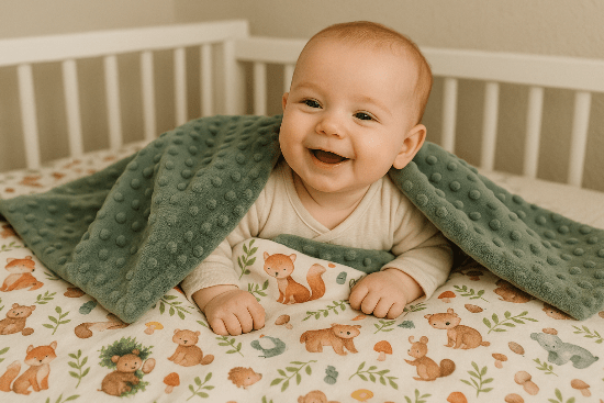 Couverture Bébé Forêt Magique - Animaux Doux
Bébé avec couverture animaux de la forêt
