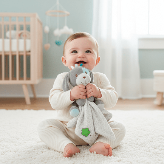 Doudou Bébé Fille Lien d'Amour - Peluche Douce
Bébé avec doudou chien