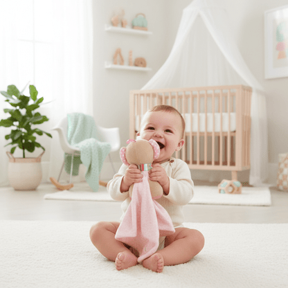 Doudou Bébé Fille Lien d'Amour - Peluche Douce
Bébé avec doudou éléphant