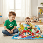 couverture Bébé dans coussins avec grand frère qui regarde