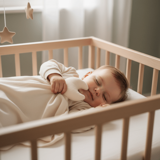  Doudou Bébé Câlin Doux Complice - Peluche Réconfortante
Bébé dormant avec doudou lune crème