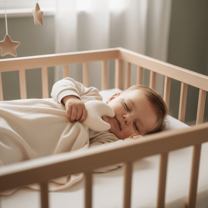  Doudou Bébé Câlin Doux Complice - Peluche Réconfortante
Bébé dormant avec doudou lune crème