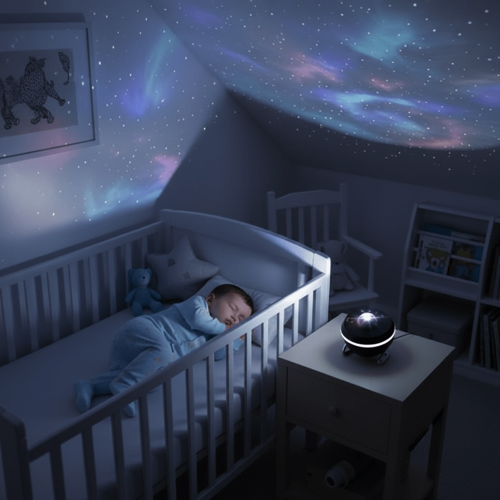 Bébé dort projecteur galaxie