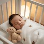 Bébé emmailloté couverture ourson doudou couchette