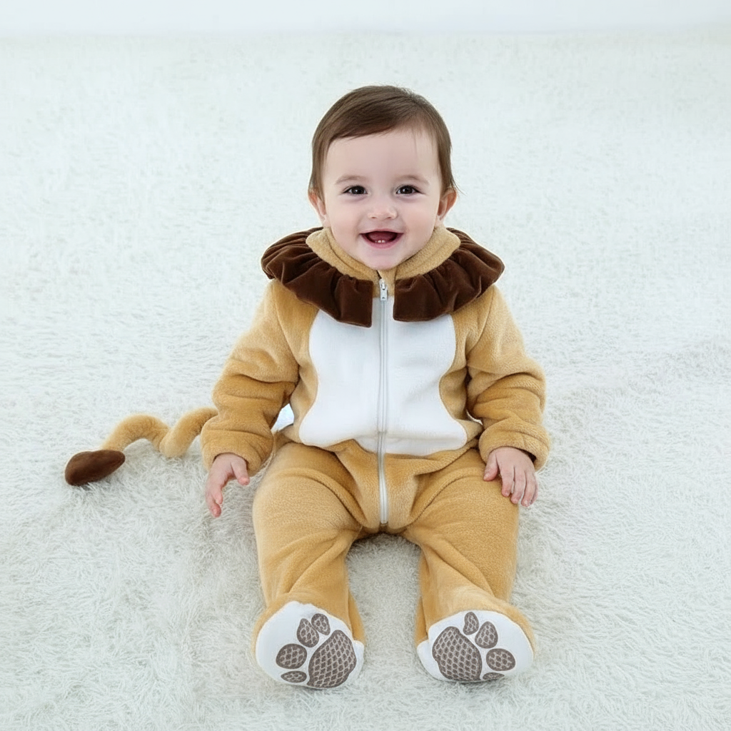 Bébé en costume de lion sans capuchon