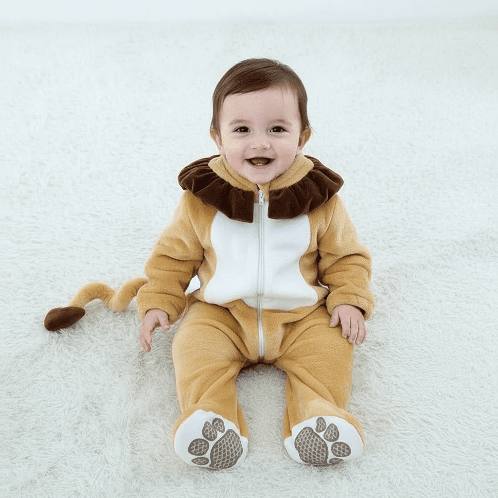 Bébé en costume de lion sans capuchon