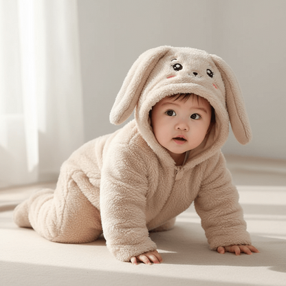 Pyjama Polaire Bébé Cocon Animaux - Design Adorable Bébé en lapin rampant