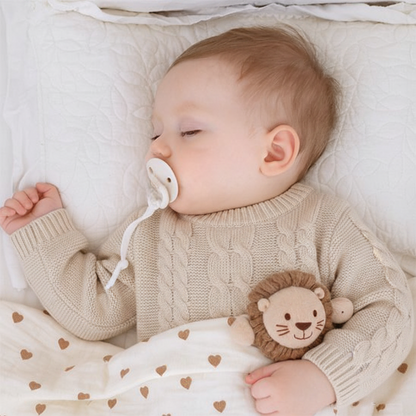 attache sucette pour bebe abe petit Bébé endormi attache lion couverture cœurs