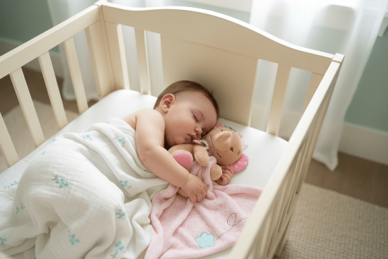 Doudou Bébé Fille Lien d'Amour - Peluche Douce
Bébé endormi avec doudou éléphant