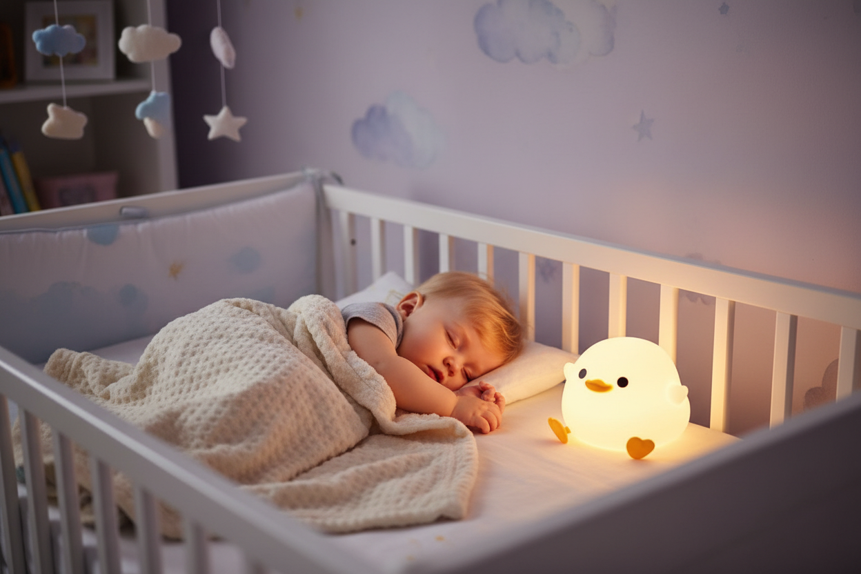 Bébé endormi avec veilleuse canard - vue 2