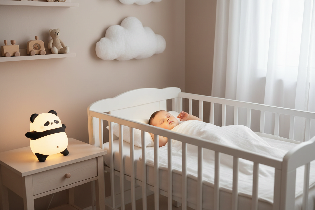 Bébé endormi avec veilleuse panda