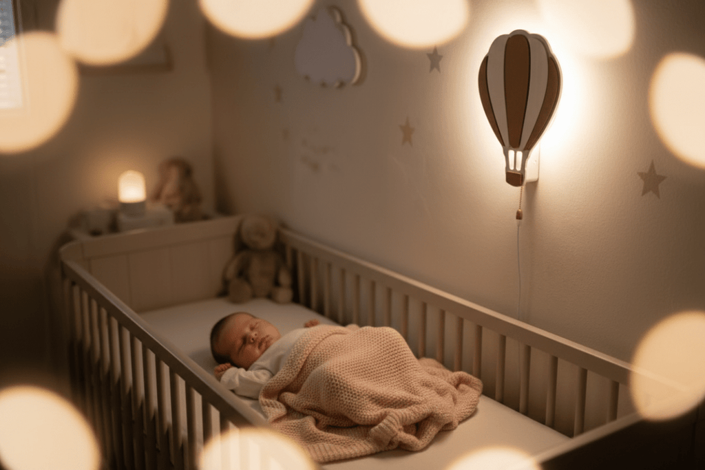 veilleuse murale bebe et Bébé endormi berceau veilleuse montgolfière