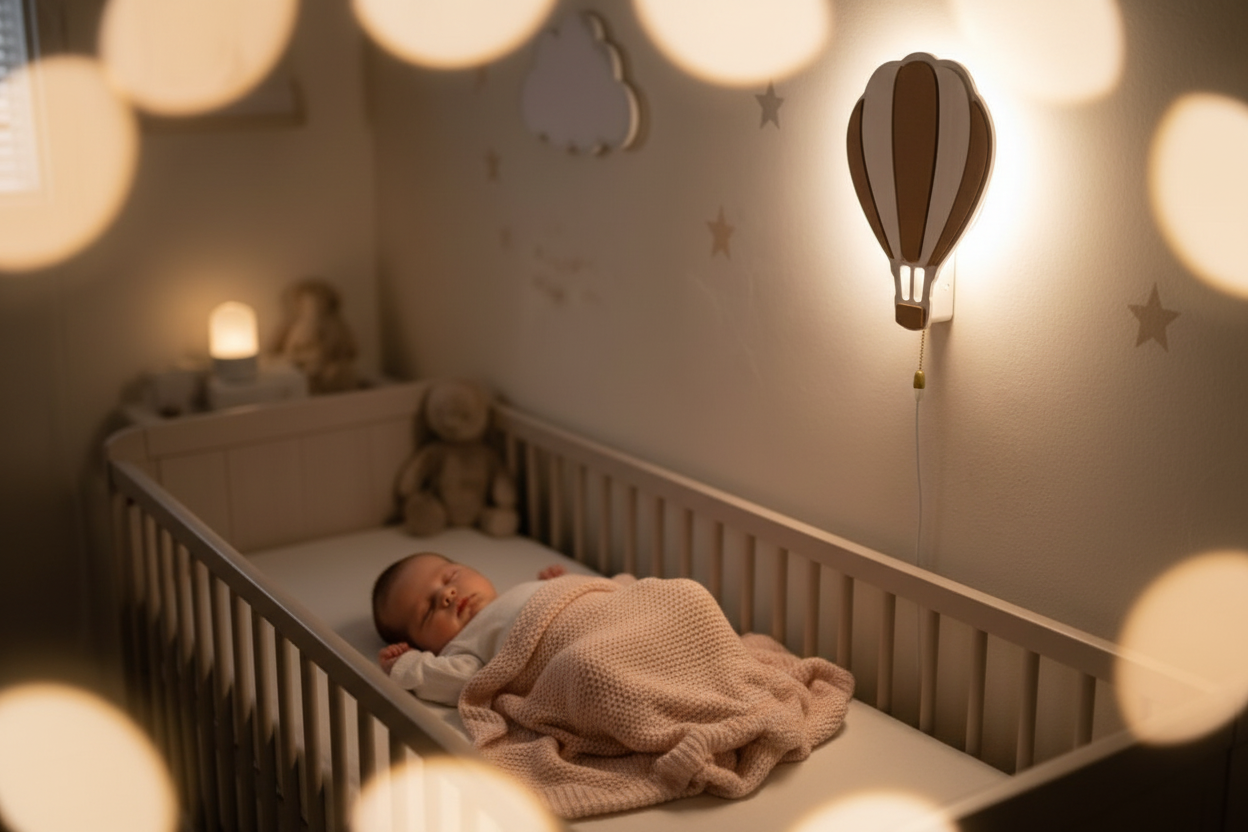 veilleuse murale bebe et Bébé endormi berceau veilleuse montgolfière