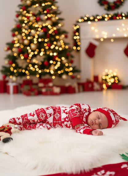 Bébé endormi en pyjama de Noël