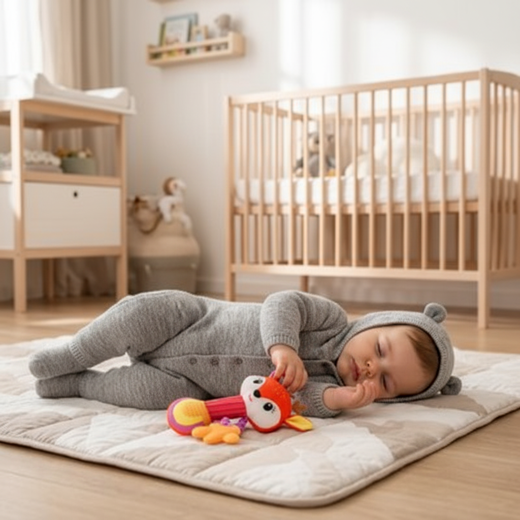 hochet renard et Bébé endormi hochet renard