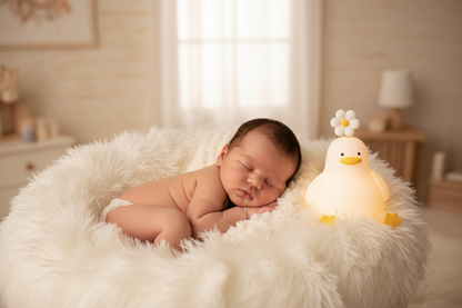 Bébé endormi nid veilleuse canard