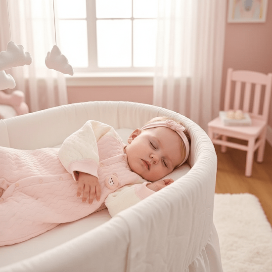 Barboteuse Bébé Coton Douceur Thermique - Bio Bébé fille blonde avec bandeau endormie 2 - Barboteuse rose