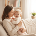 Barboteuse Bébé Coton Douceur Thermique - Bio
Bébé fille blonde avec bandeau et maman 2 - Barboteuse rose