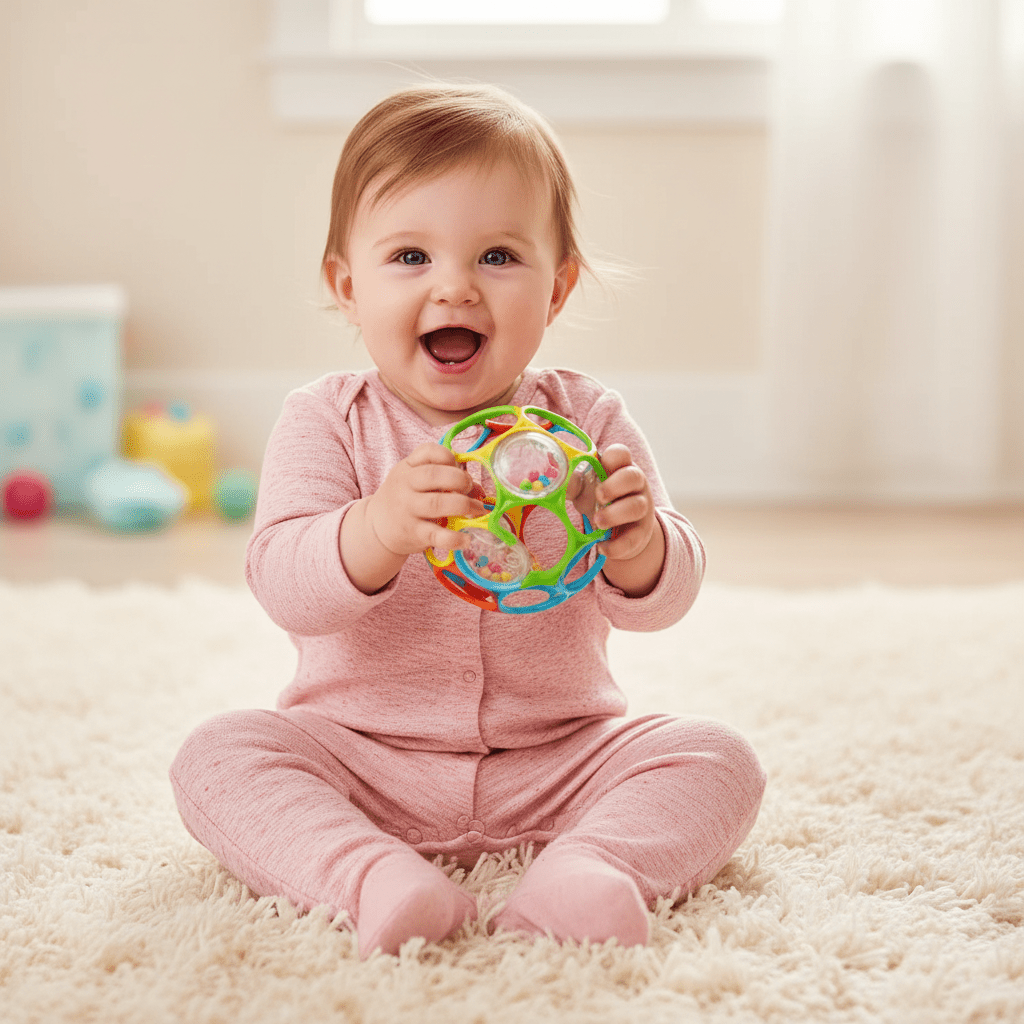balle sensorielle bebe avec petitBébé fille secoue balle rose violet billes sons