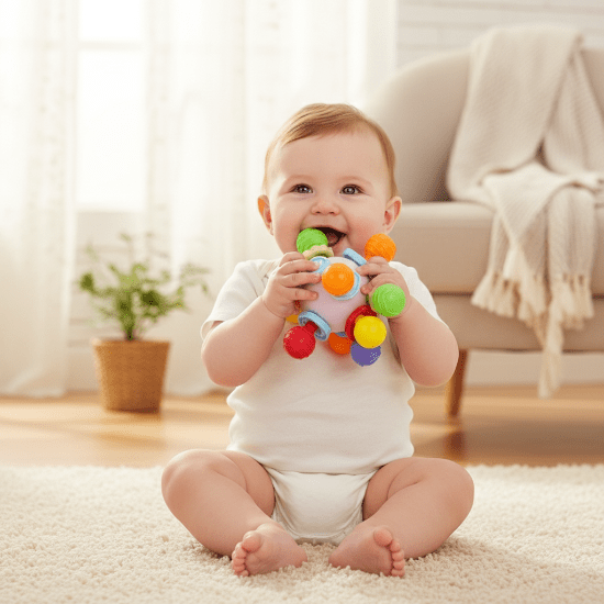 hochets Bébé jouant avec la boule sensorielle