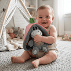 Peluche qui respire et Bébé joufflu tipi peluche âne rose