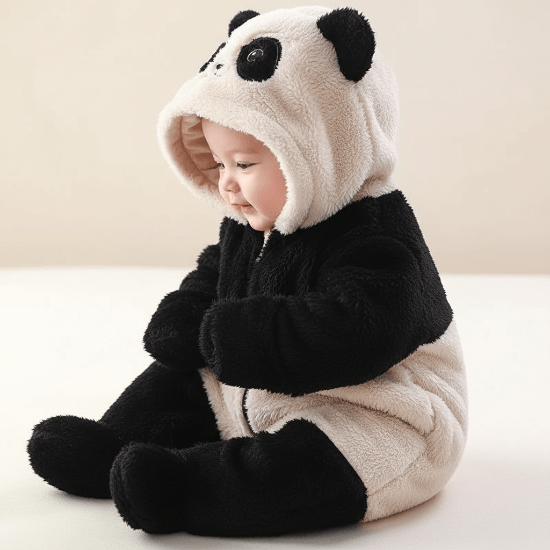 Pyjama Polaire Bébé Cocon Animaux - Design AdorableBébé panda vue de côté
