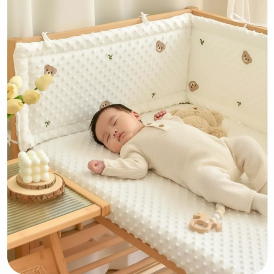 Tour de lit complet pour bebe avec un Bébé qui dort