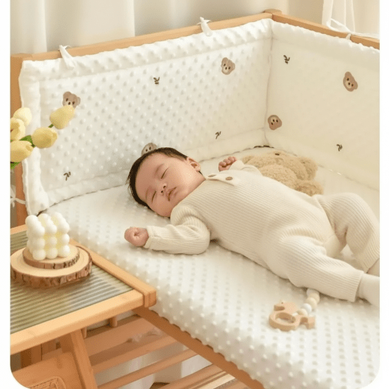 Tour de lit complet pour bebe avec un Bébé qui dort