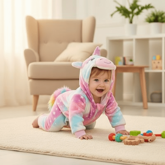 Pyjama Licorne Bébé Adorable - Multicolore Magique
Bébé qui rampe en Pyjama en licorne 