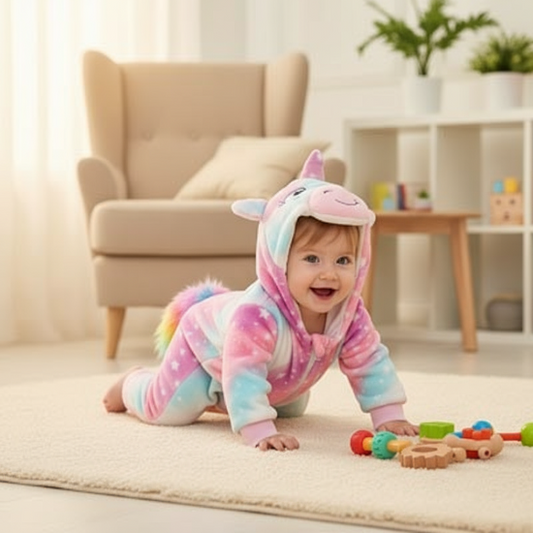 Bébé qui rampe en Pyjama en licorne 