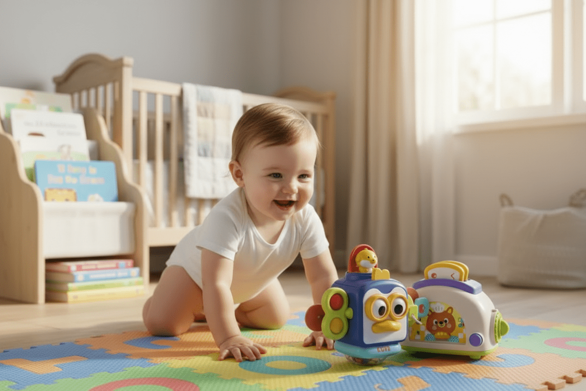 jouet d eveil bebe 2 mois Bébé qui rampe vers jouets