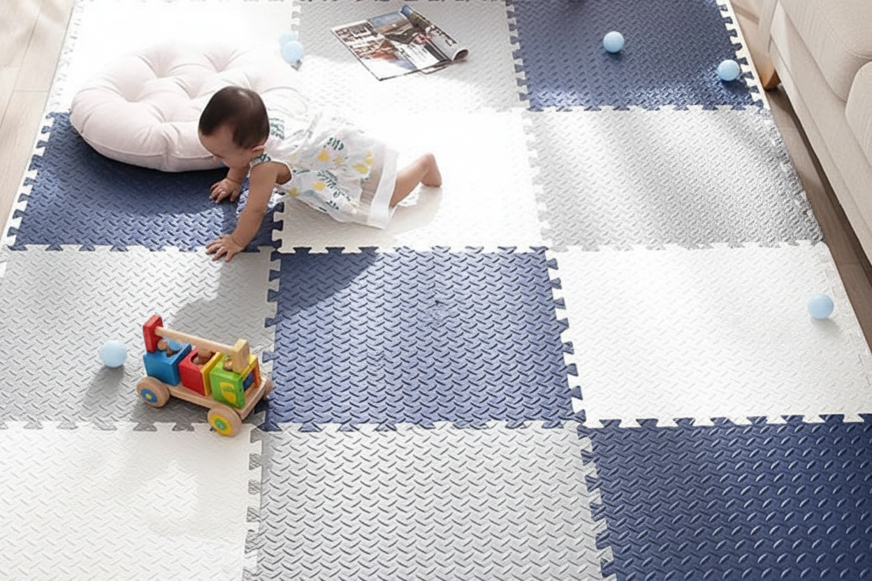 TAPIS D EVEIL BEBE GARCON blanc et Bleu Bébé rampe tapis marine blanc jouet pousser