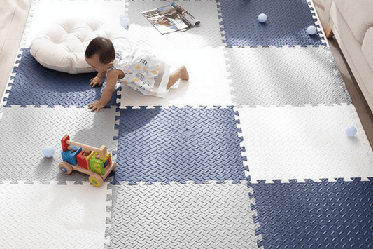 TAPIS D EVEIL BEBE GARCON blanc et Bleu Bébé rampe tapis marine blanc jouet pousser