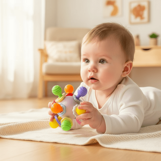 hochets  Bébé regardant la boule sensorielle