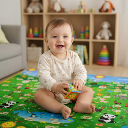 Grand Tapis Deveil Bébé seul sur tapis jungle