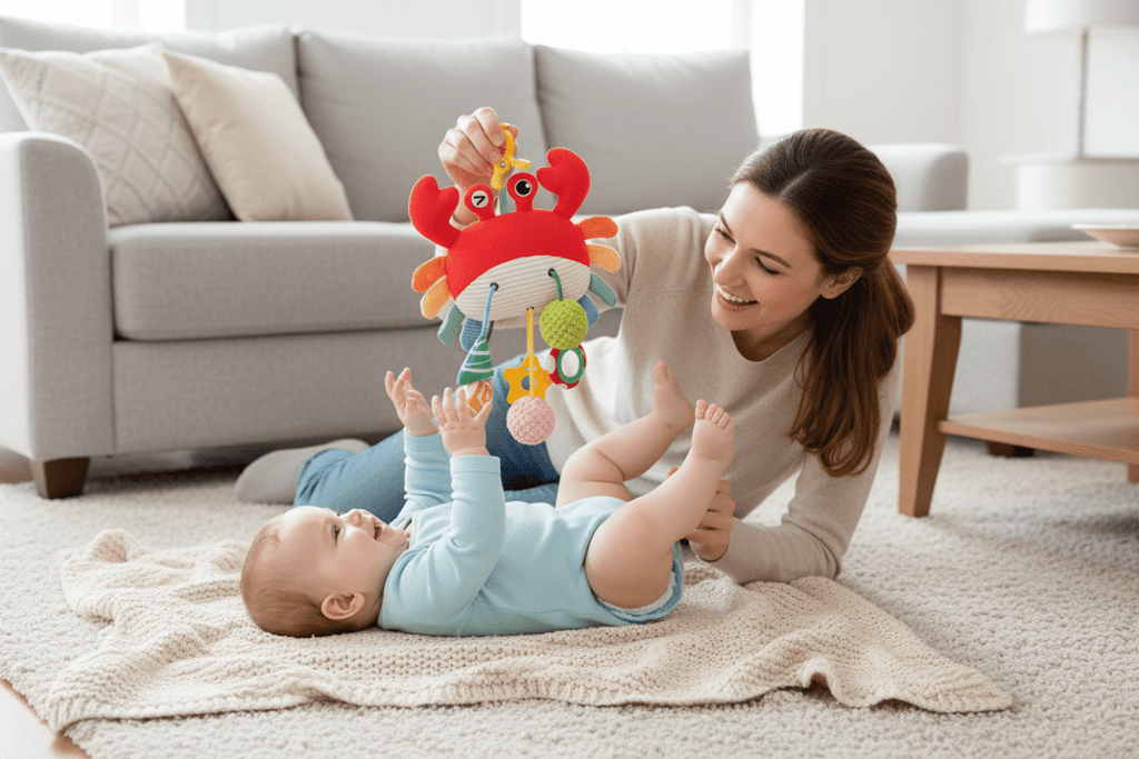 jouet bebe eveil petit Bébé sol salon jouet crabe avec  maman