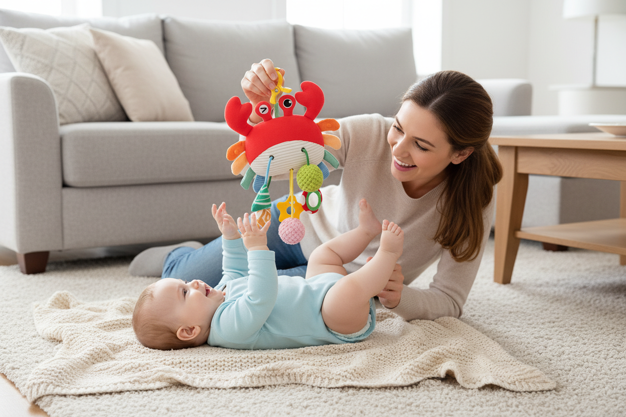 jouet bebe eveil petit Bébé sol salon jouet crabe avec  maman