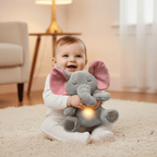 peluche bebe et petit Bébé souriant peluche éléphant lumineuse
